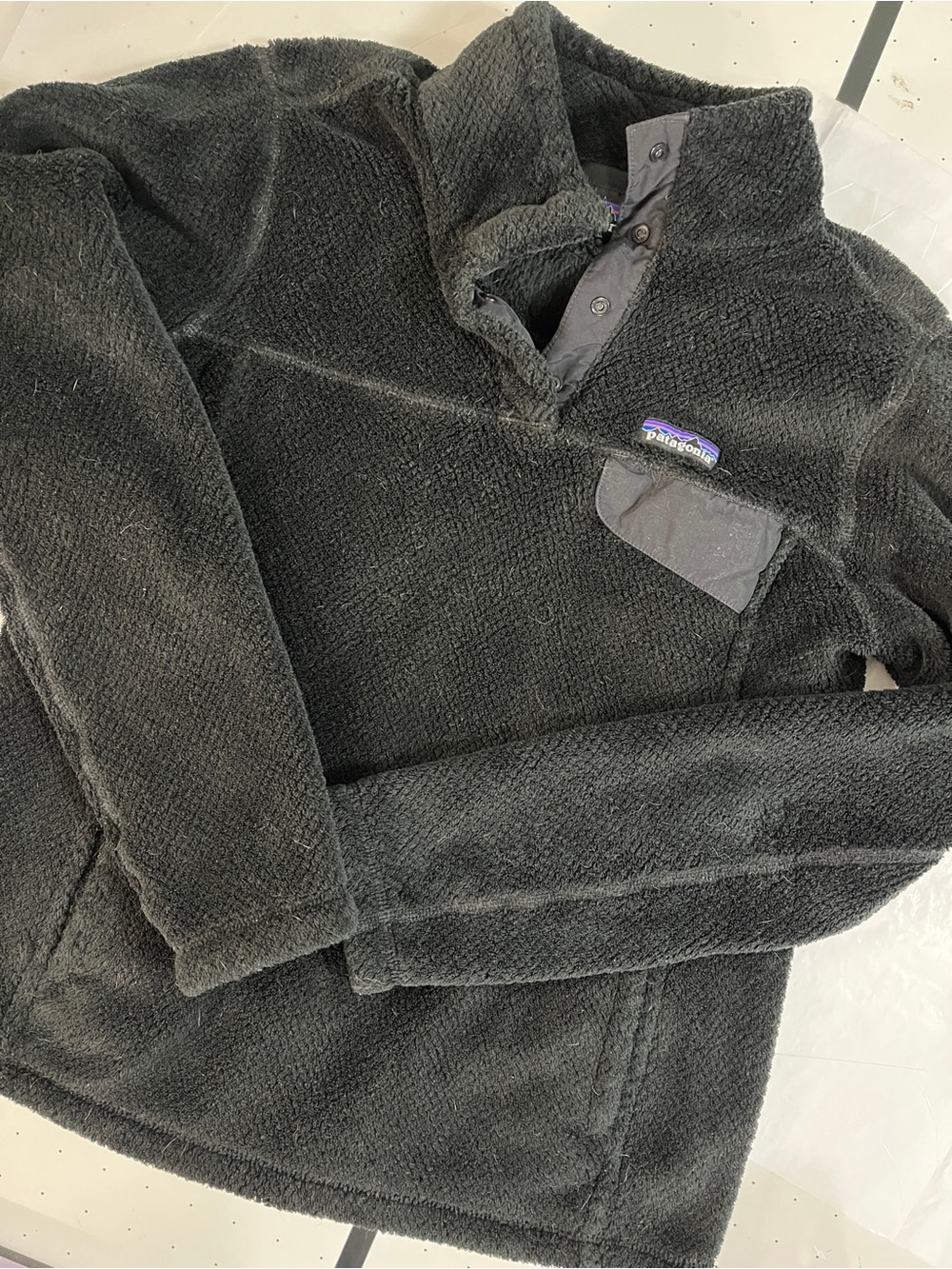Patagonia women’s Black Zip-Up Style Fleece Pullover pockets Medium